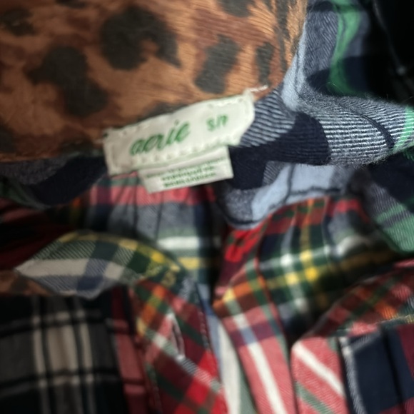 American Eagle aerie cheetah print plaid button up shirt small - Picture 2 of 3